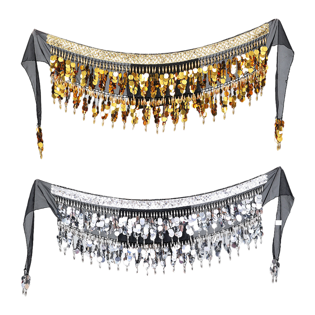 Belly Dance Belt Costumes Sequins Tassel,Belly Dance Hip Scarf for Women,Chiffon Hip Skirts Belts Indian Dance Waist Chain