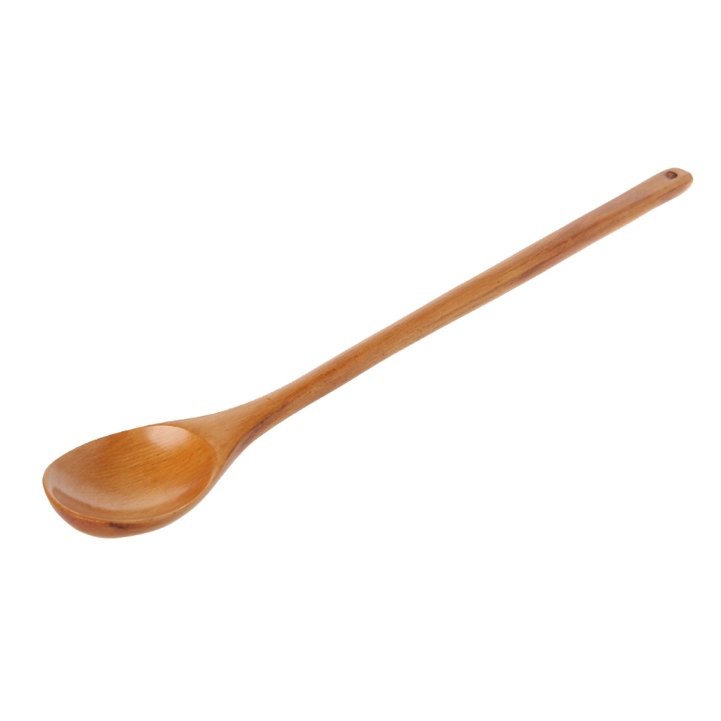 1 piece Long Handle Natural Mixing Wood Spoon 33.5cm Korean Hot Pot Spoon for Coffee Drink Ice Cream Honey