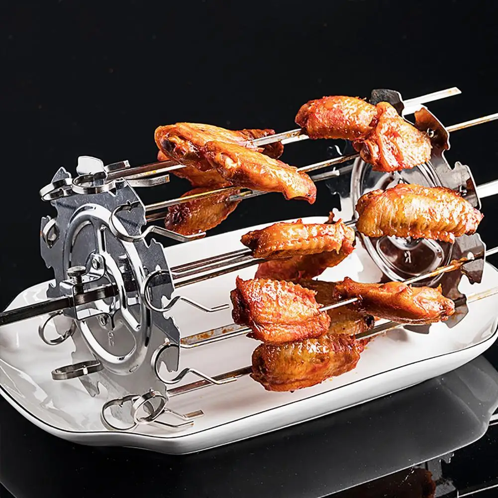 Griglia per barbecue a doppio strato in acciaio inox con 4 spiedini compatibile per friggitrice ad aria HD9232 