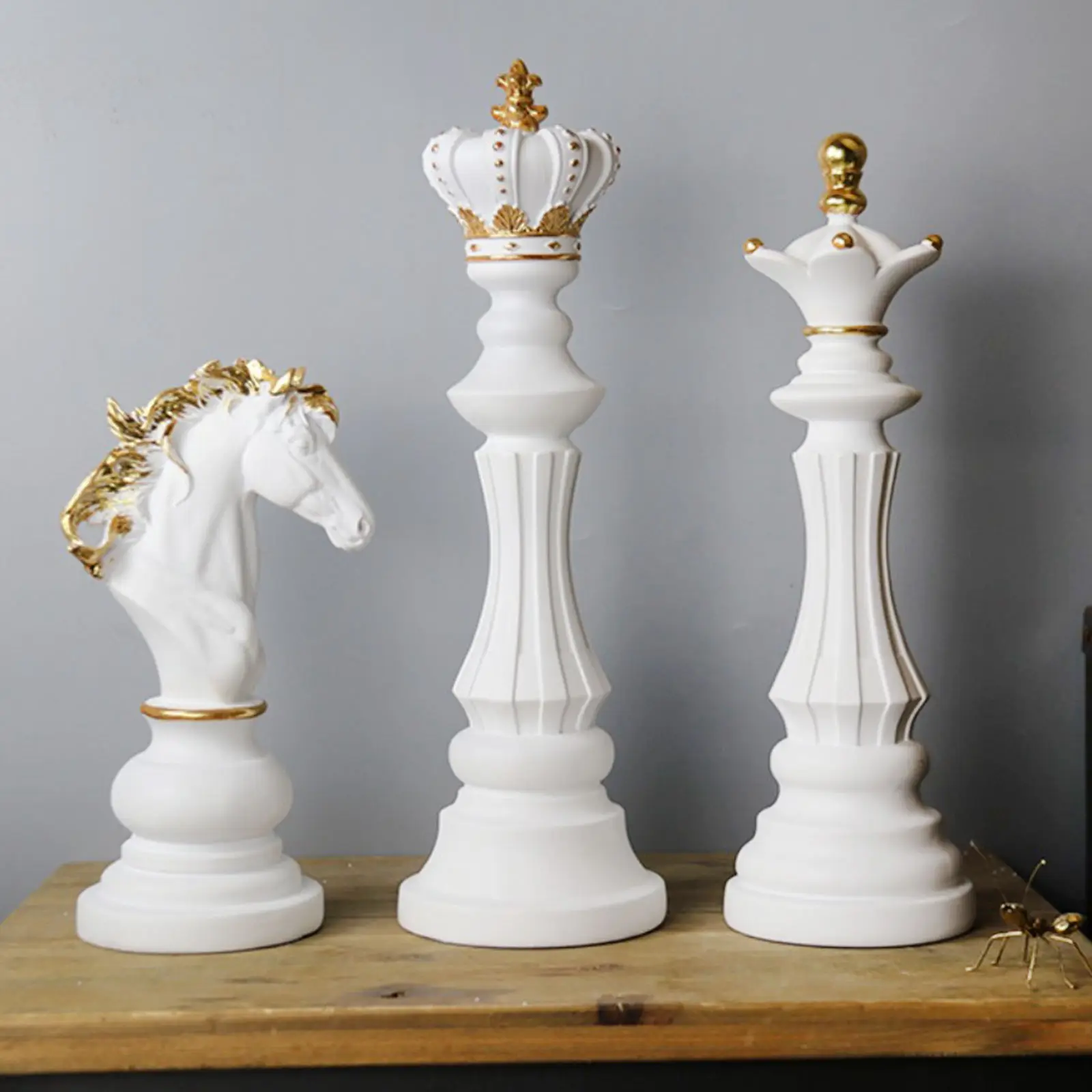 Chess Statues Chessman Figurine, White Chess Pieces Knight King Queen Sculpture Arrangement Livingroom Tabletop Decoration Chess Statues Chessman Figurine, White Chess Pieces Knight King Queen Sculpture Arrangement Livingroom Tabletop Decoration
