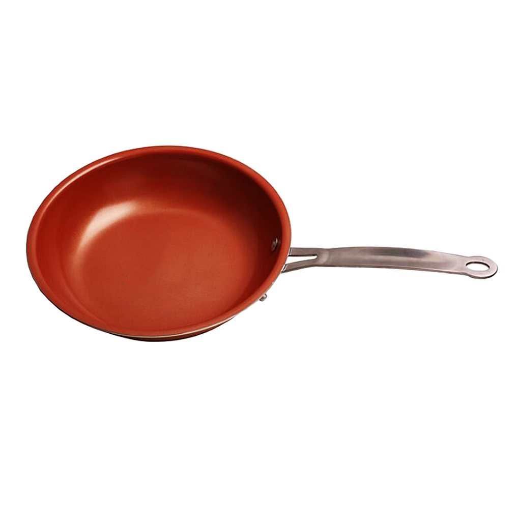 Copper Coated Non Stick Frying Pan Kitchen Skillet Induction Oven Safe Cool Handle 20cm 24cm