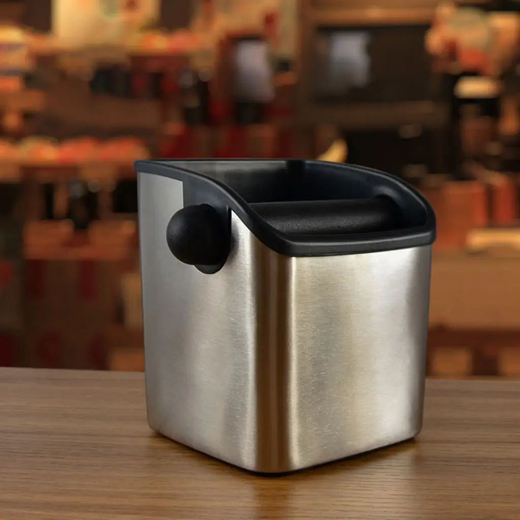 Stainless Steel Espresso Knock Box Anti Slip Coffee Waste Container Espresso Machine Accessories