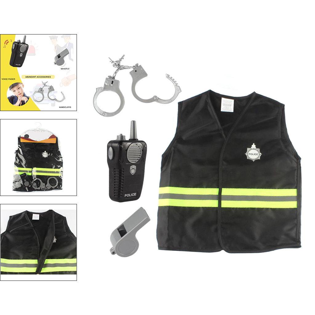 Cop Officer Police Costume Set Fancy Dress Up Preschool Toy Drama Props