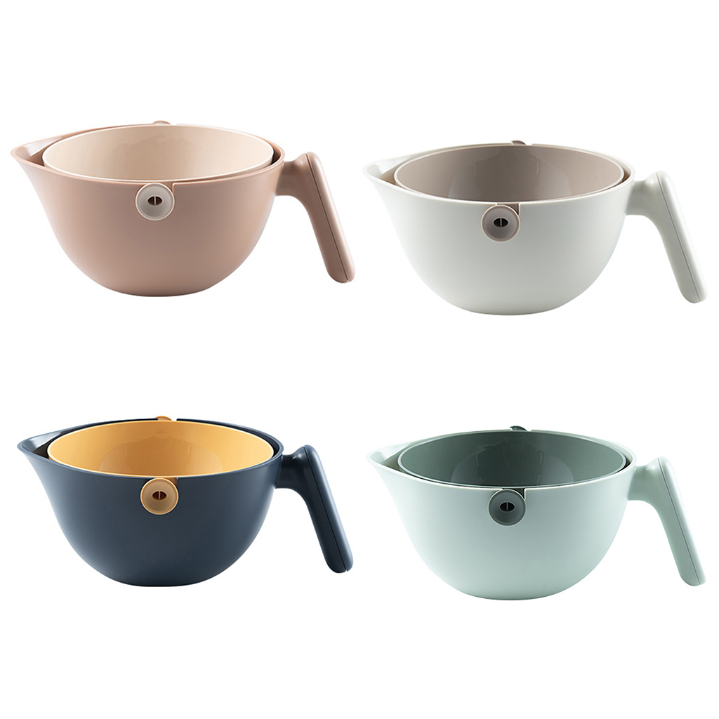 Plastic Vegetable Fruit Rice Wash Drain Strainer Colander Basket Kitchen Brown