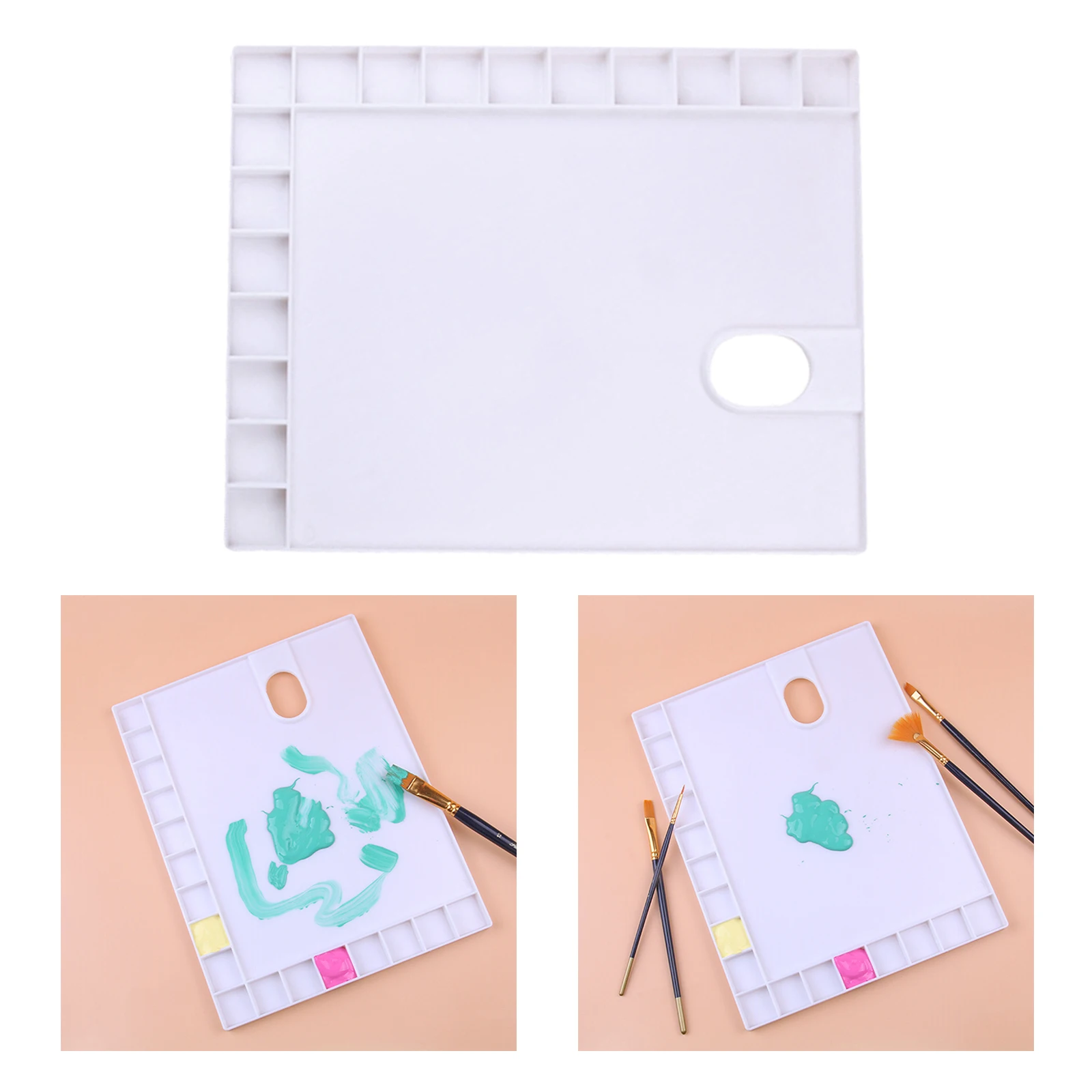 Plastic Palette Art Paint Plastic Drawing Tray Paint Pallet for Oil Watercolour White Painting Palette