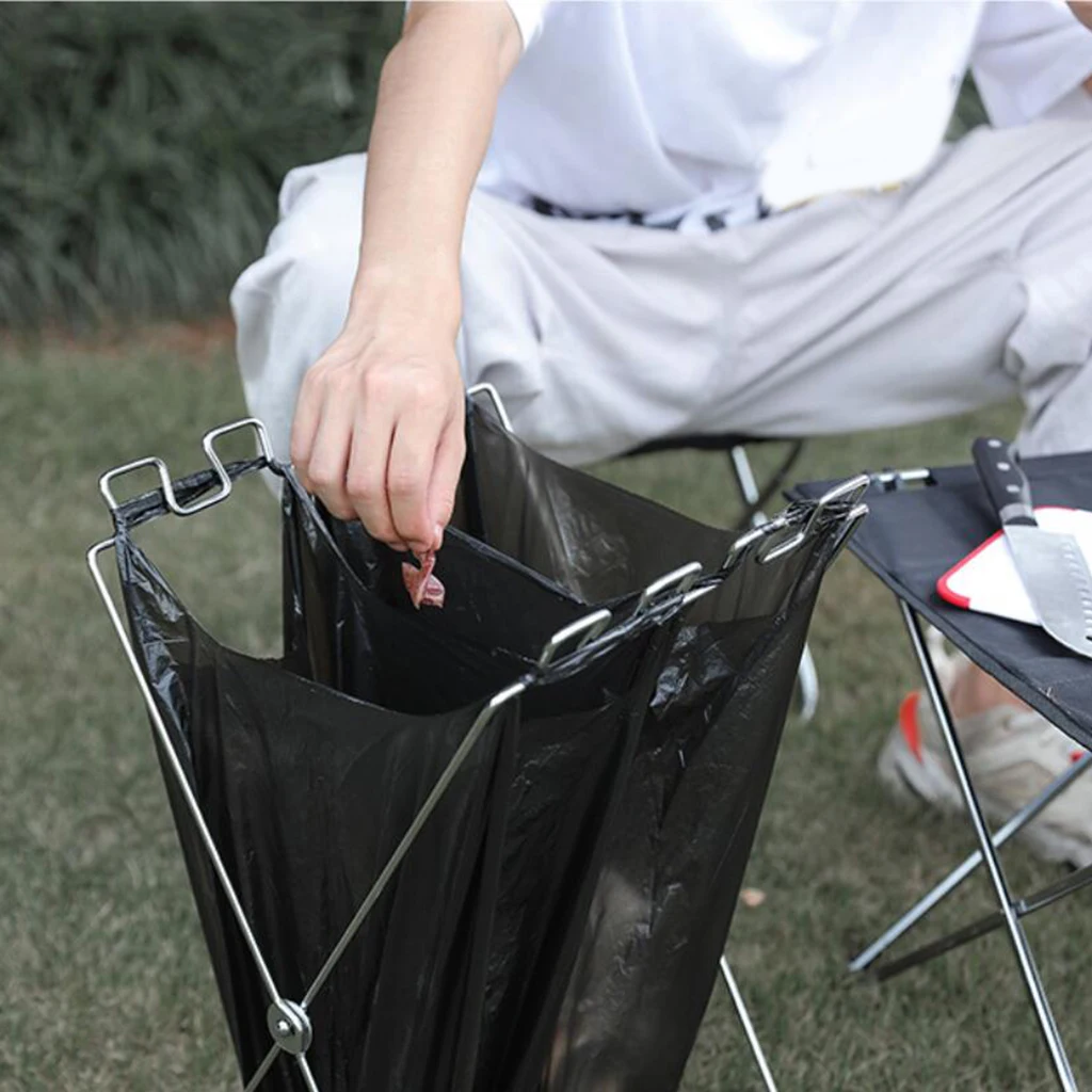 Hamper Stand Trash Bag Holder Stand Sorting Kitchen Indoor Outdoor Use Camping Foldable Trash Bag Holder Hanging