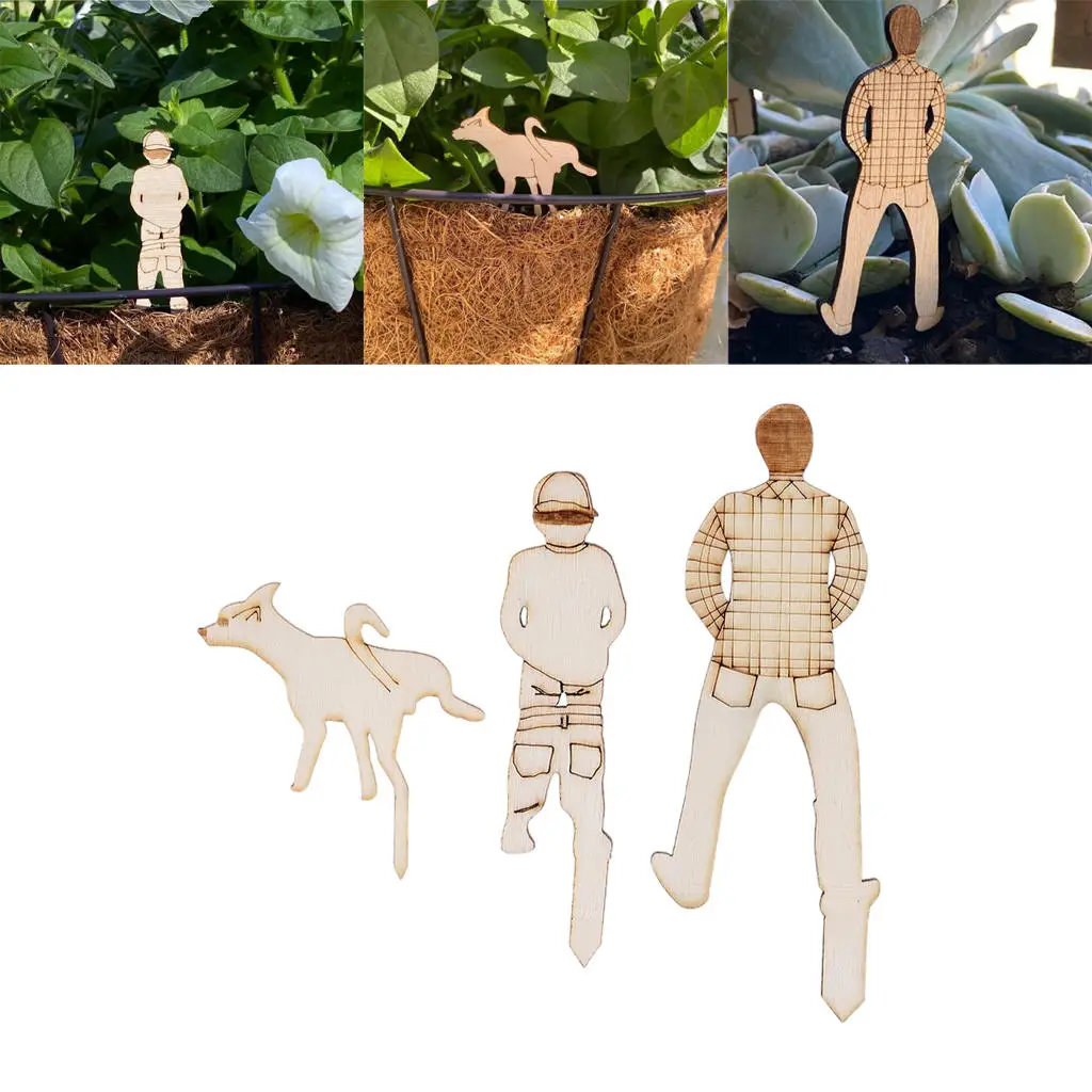 3x Plant Mark Pee Peter Decoration Garden Ornaments Miniature Pissing Plant Labels for Nursery Stock Outdoor Outside Plants