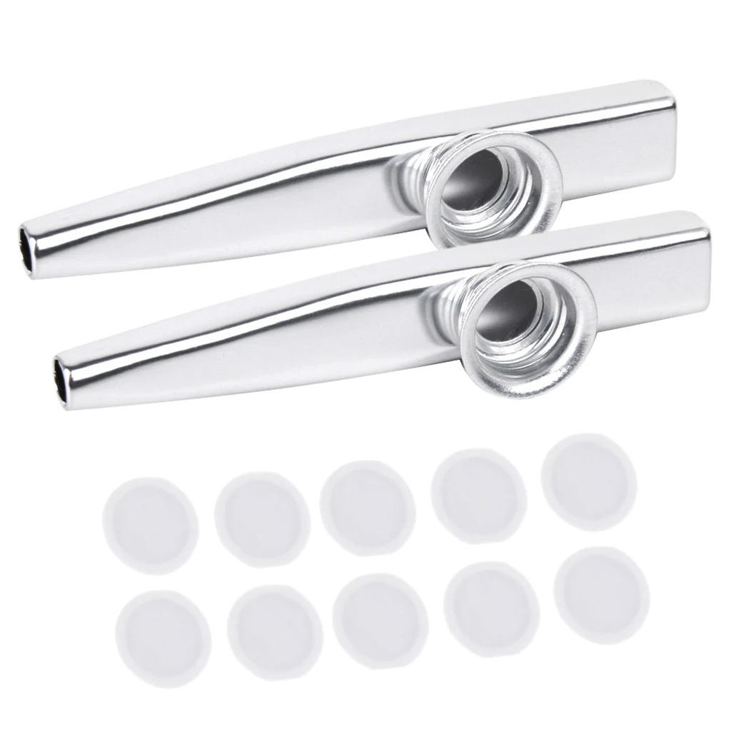 2 Pieces Metal Kazoo And 10x Kazoo Diaphragm Mouth Falauto Harmonica for