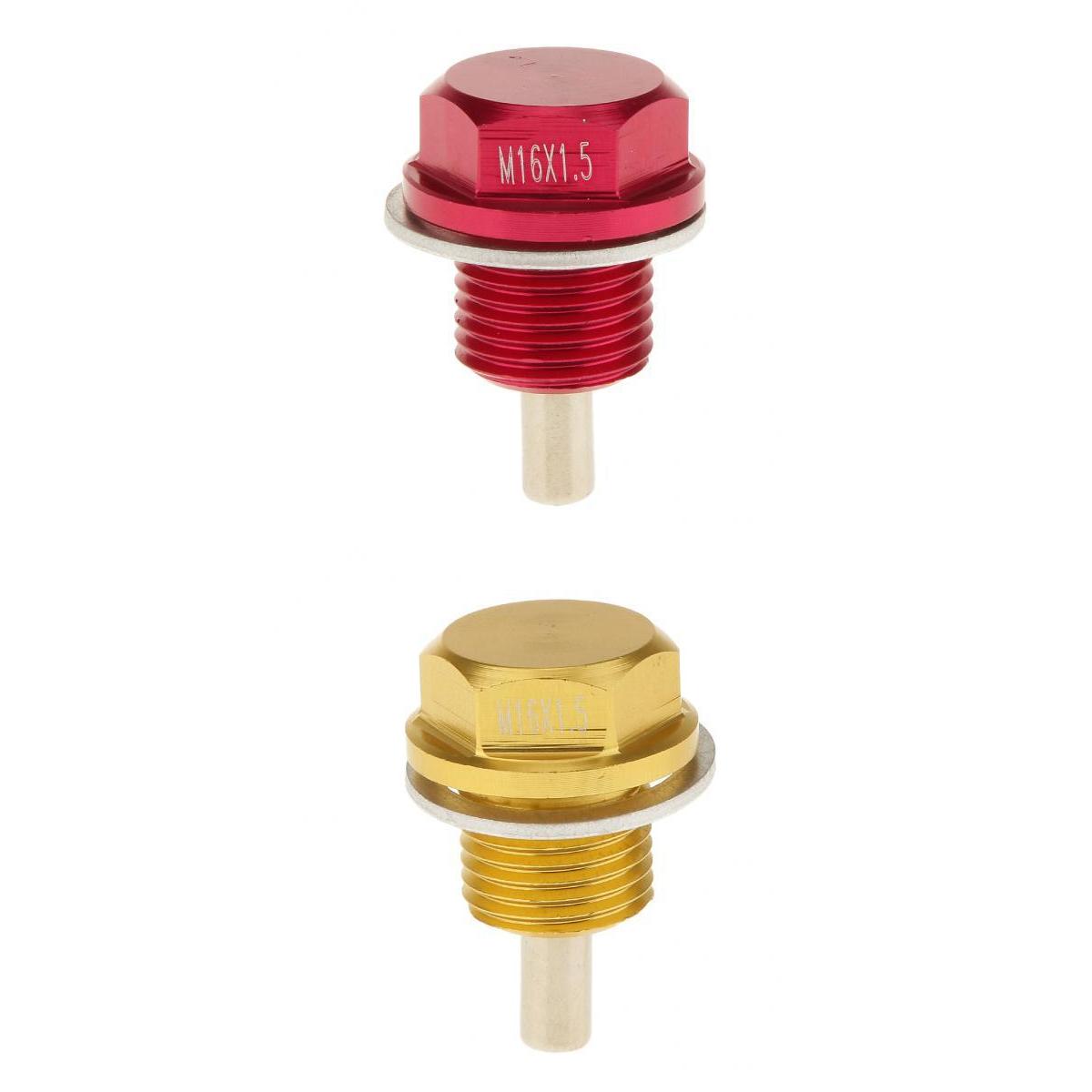 2pcs M16X1.5 Anodized Magnetic Engine Oil Pan Drain Bolt Plug