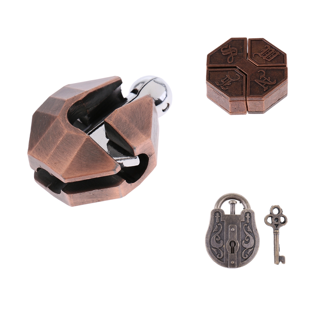 3x Vintage Lock Puzzles Brain Teaser Kids Mind Game Toy IQ Test Magic Trick