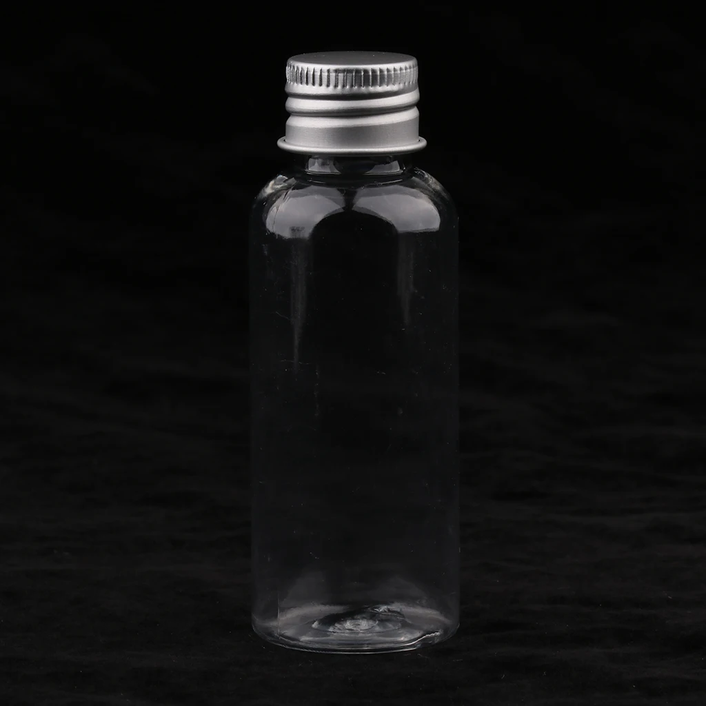 10 Pieces 50ml Plastic Bottle Liquid Sampling Vials Aluminum Cap Refillable