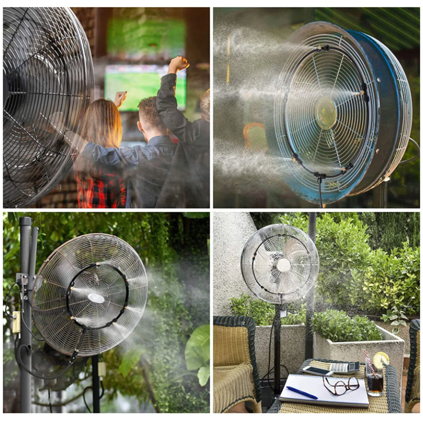 Misting System Fan Cooling Portable Patio Garden Spray Sprinkler Mist Kit Mist Fan Nozzles Kit Water Fog Sprayer 26FT