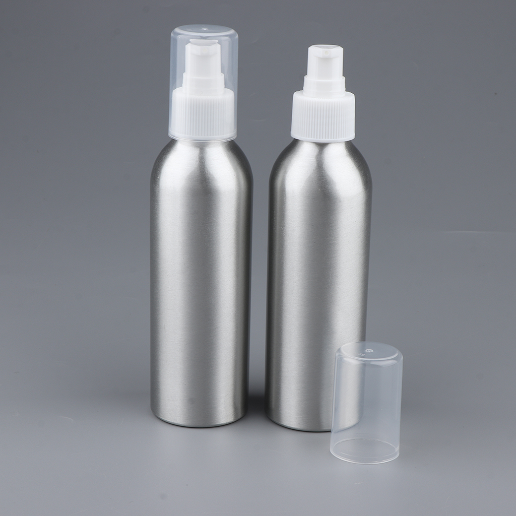 2Pcs Empty Airless Lotion Cream Pump Aluminum Container Cosmetic Bottle Dispenser Travel Containers - 150ml