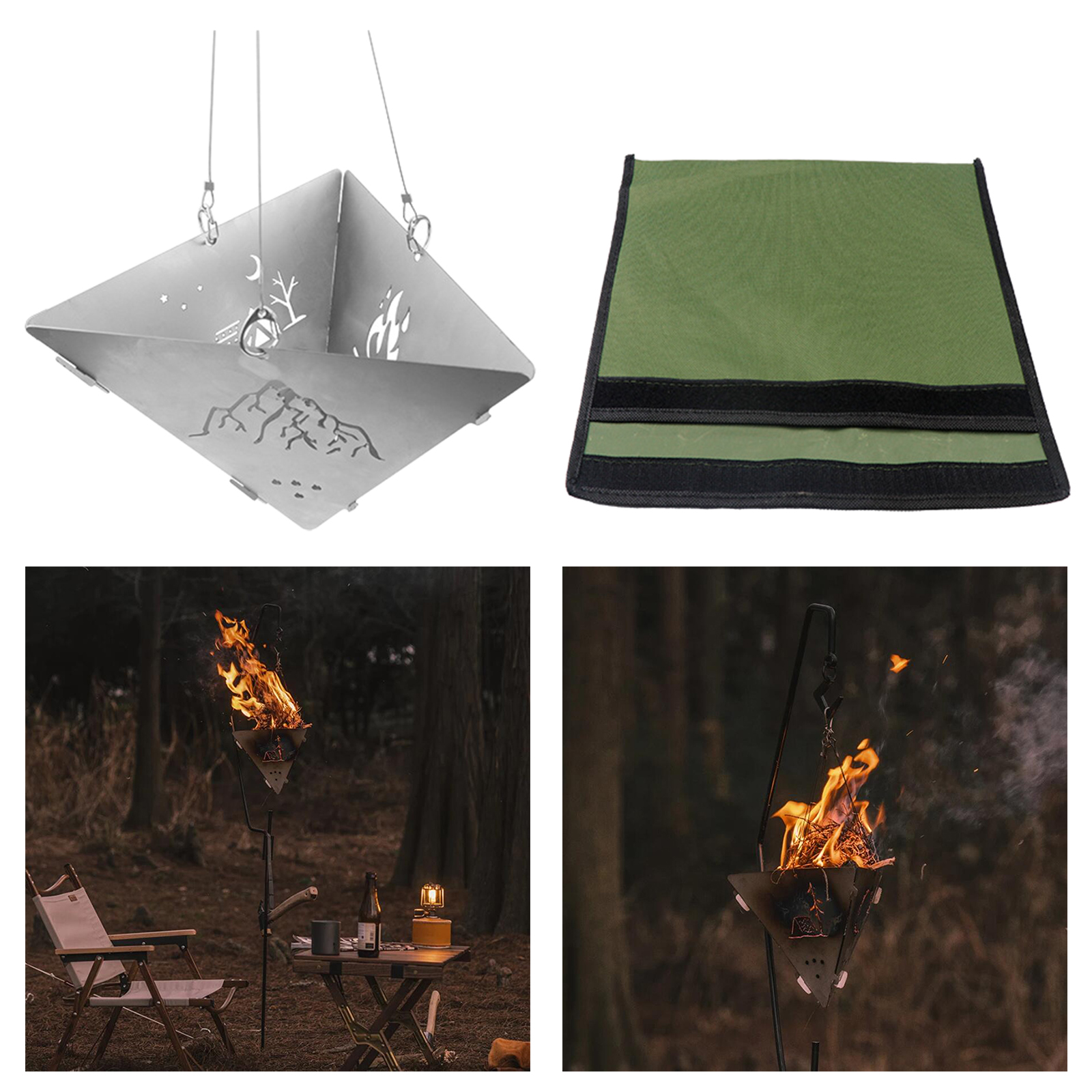 Outdoor Stainless Steel Wood Burning Camping Stove Campfire Pit Burner