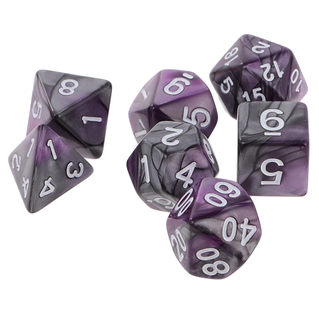 7pcs/set Double Color Polyhedral 7-die Dice fit for DND MTG RPG Supplies
