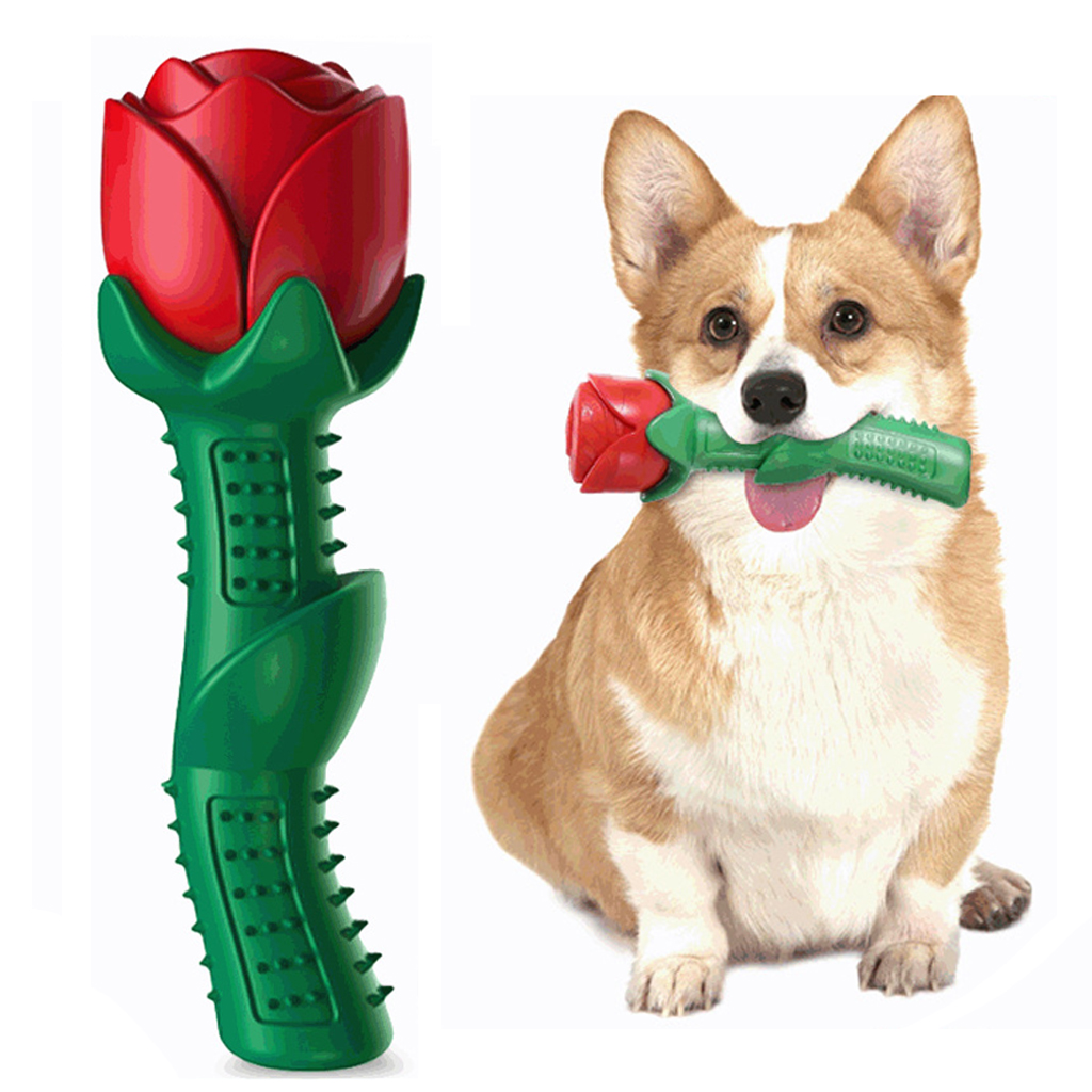 Practical Rose Shaped Puppy Dog Chew Toy Bite Resistant Molar Teeth Cleaning Training Pet Supplies