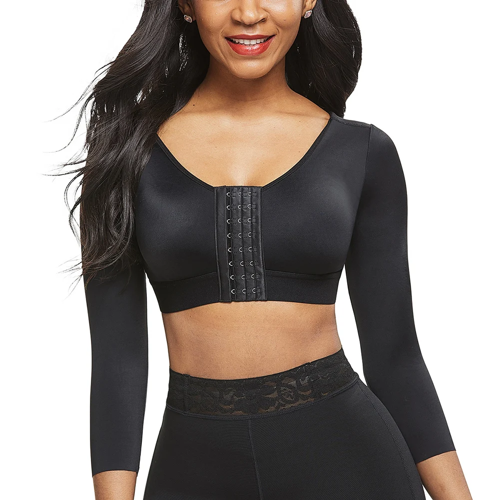 full body shaper 2021 New Women Corset Tops Shapers Underwear Solid Color Long Sleeve Front Entry Push-Up Sports Bra with Chest Pad Shapewear target shapewear