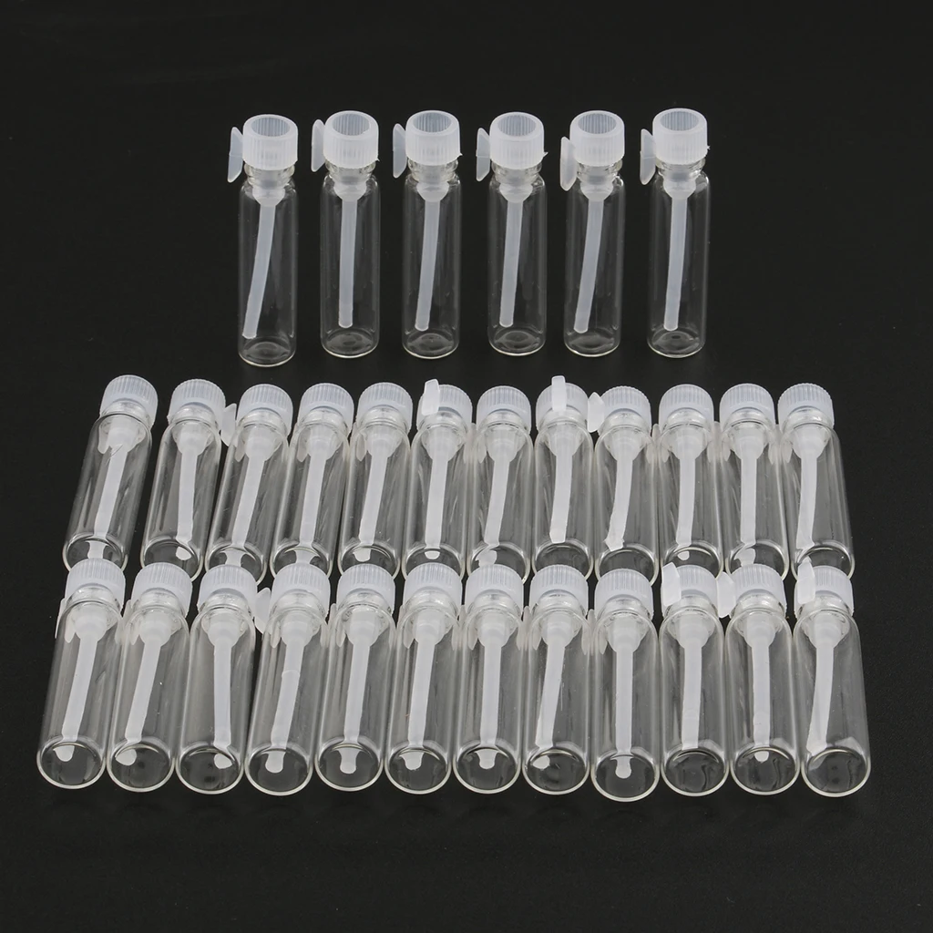 30 Packs Travel Mini Glass Bottle Jar  Vials for Essential Oil Cream