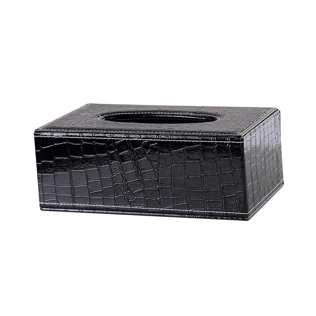 Kitchen Napkin Holder Livingroom Decorative Crocodile Print Black Leather