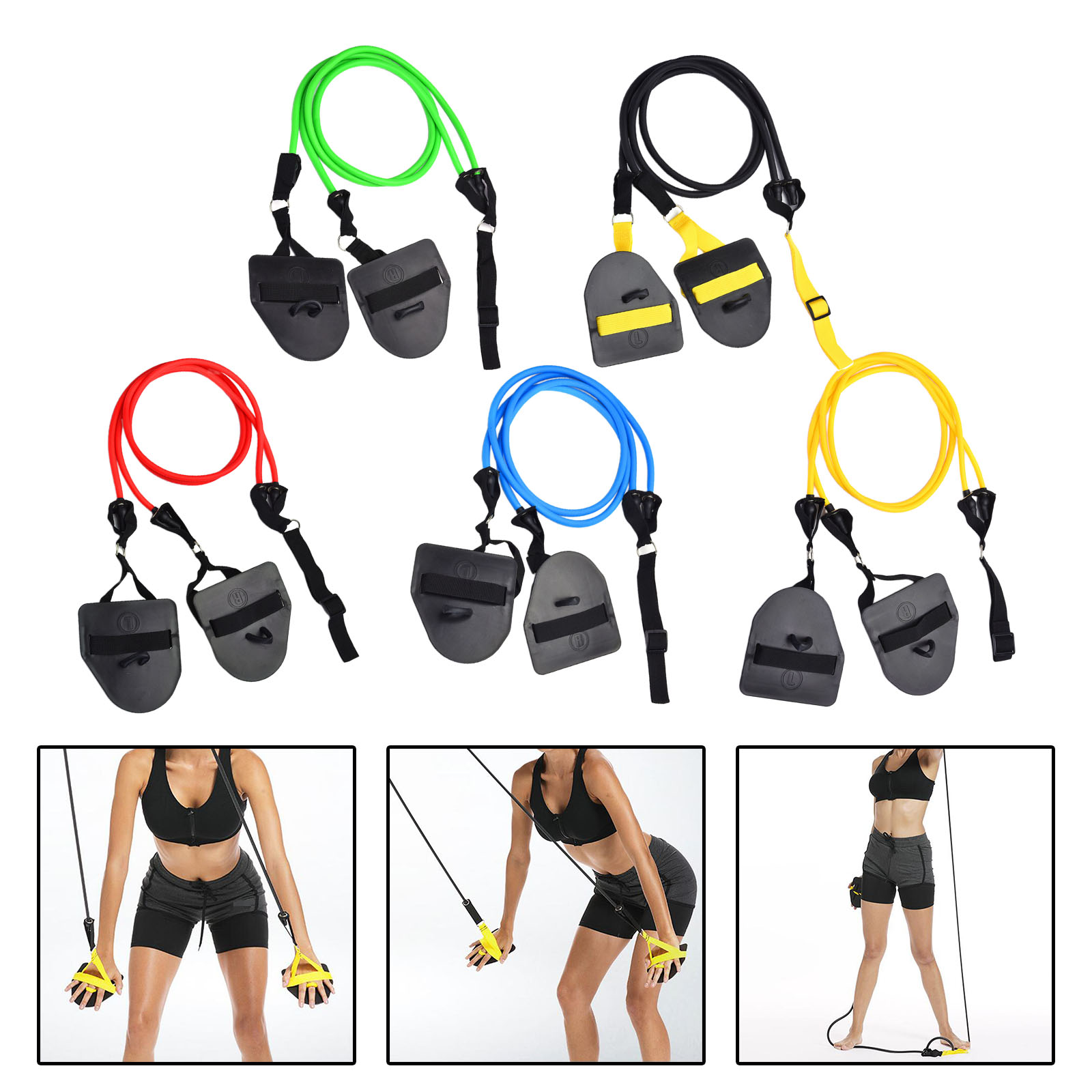Bandes De Résistance élastiques Avec Poignées – 2 Pièces, Bleu Et Rouge, Pour Fitness, Yoga Et Musculation à Domicile