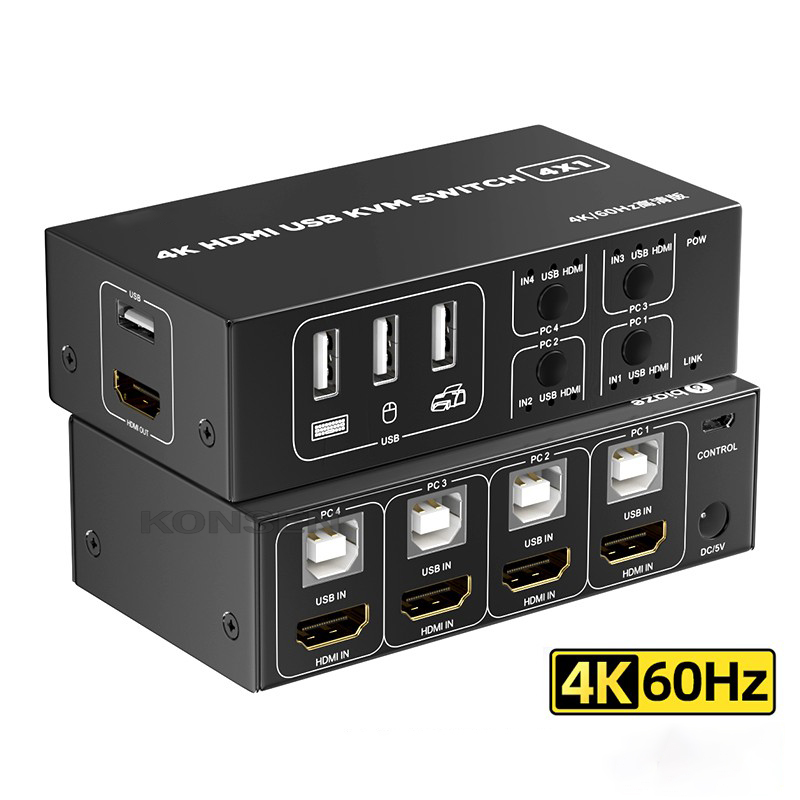 hdmi usb kvm interruptor 4 em 1