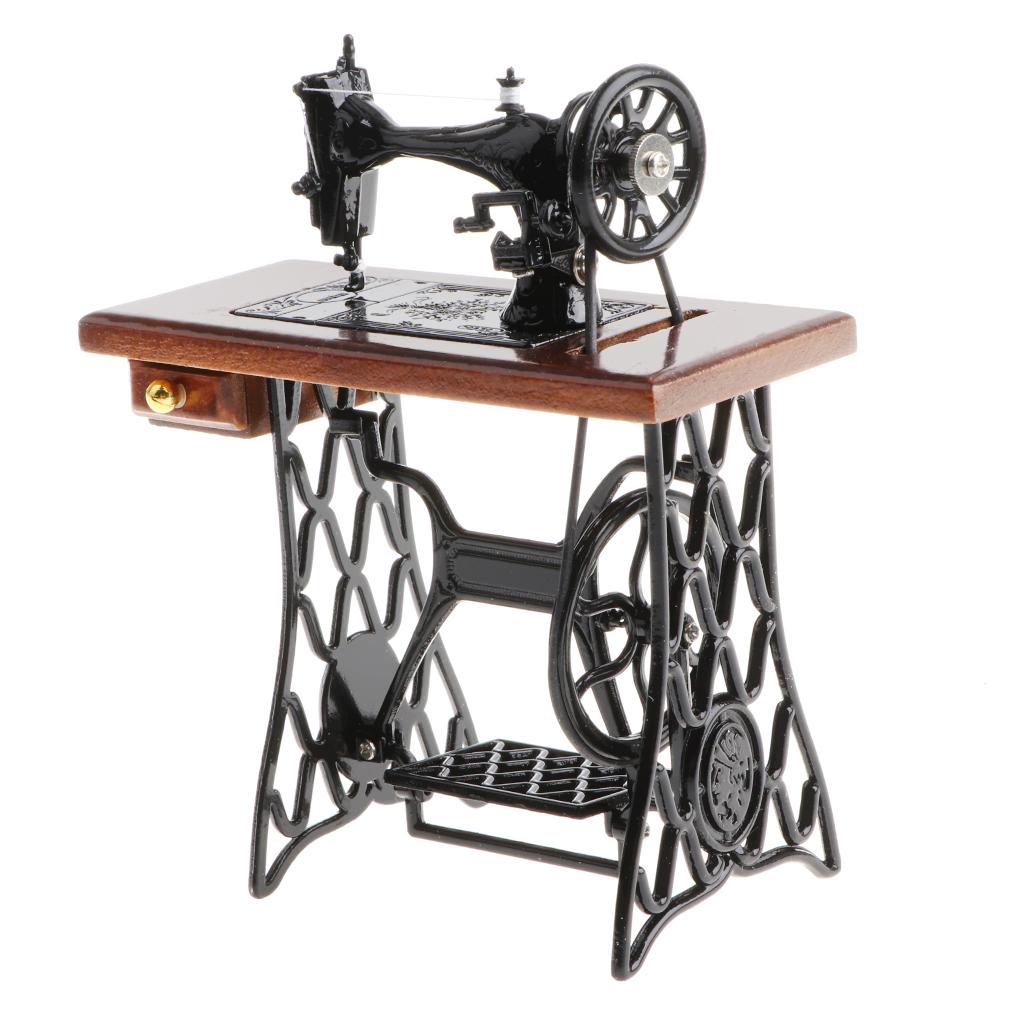 Old-fashioned 1:10 Alloy Diecast Sewing Machine Model Toy Gift Desk Crafts Collection Brown
