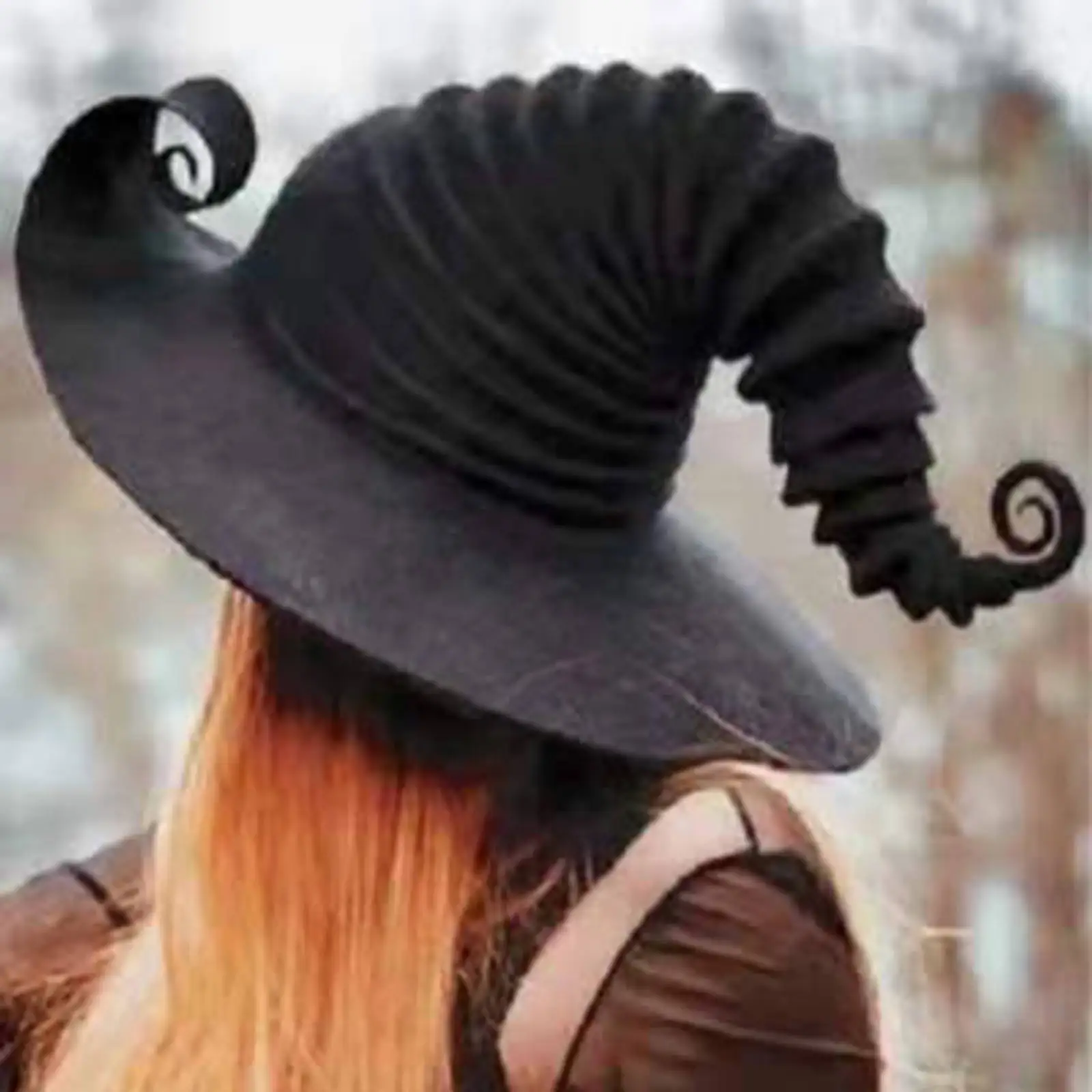 Women Ladies Adult Large Ruched Witch Hat Accessory for Holiday Halloween Party 