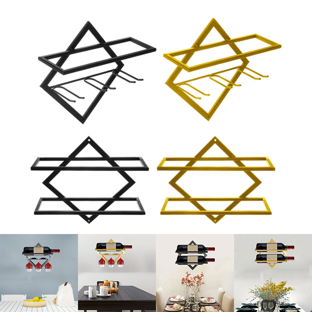 2 Bottle Steel Wall Mounted Wine Holder Simple Hanging Wine Rack Storage Holder Shelf Bar Kitchen Rack Bottle Display Stand