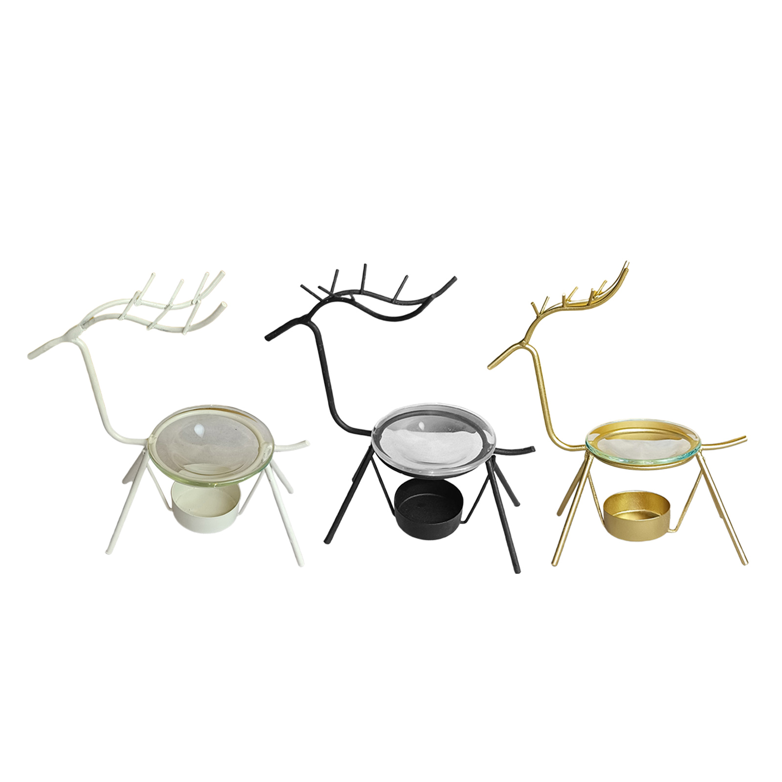 Metal Deer Statue Decorative Tealight Candle Holder Essential Oil Burner Scented Wax Melt Warmer Aroma Diffuser Home Accents