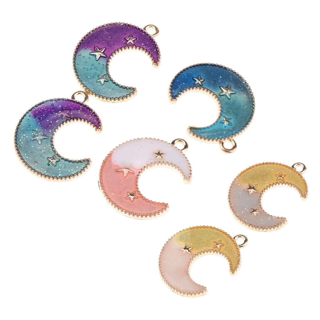 10 Pieces Moom with Little Star Beads Pendant Jewelry Making Findings Accessories for DIY