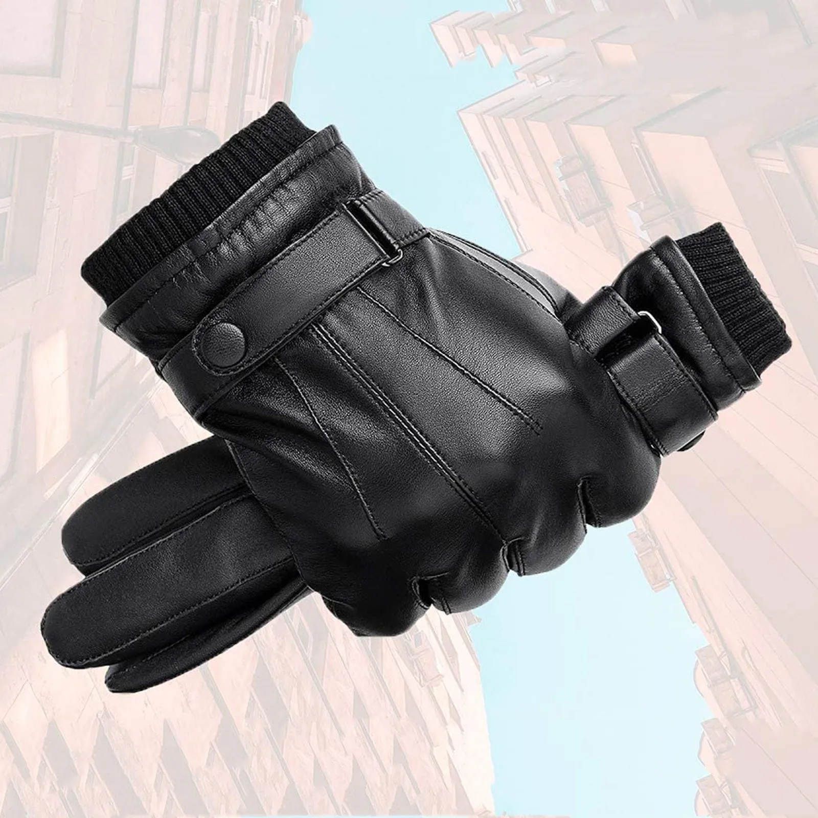 New Winter man sheepskin leather gloves male warm soft men's gloves black men mittens Flannel lining glove touch Screen 2021 best mens leather gloves