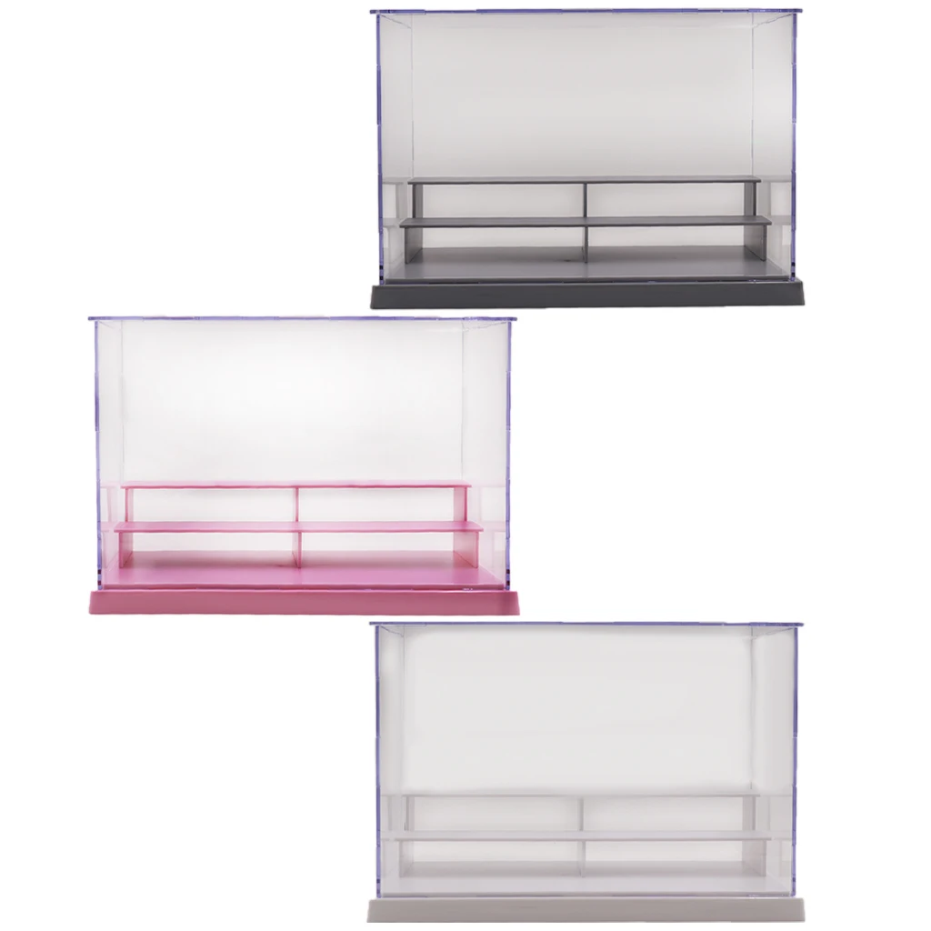 Clear Large 3-Tier Acrylic Display Case Jewelry Makeup Dolls Car Models Collectibles Protective Box Holder Organizer