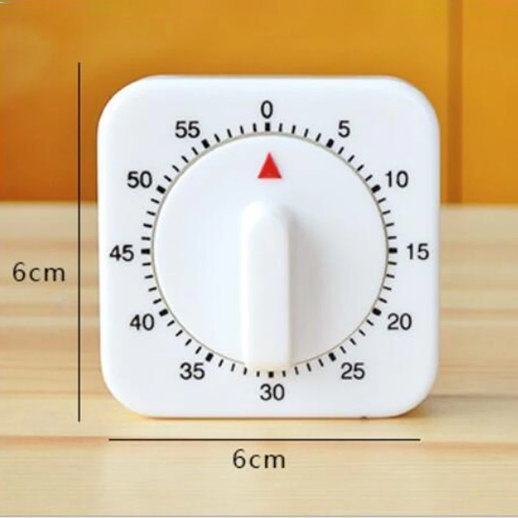 60-Minute Mechanical Kitchen Timer White Square Visual Timer for Kids Adults Kitchen Home Steaming Cooking