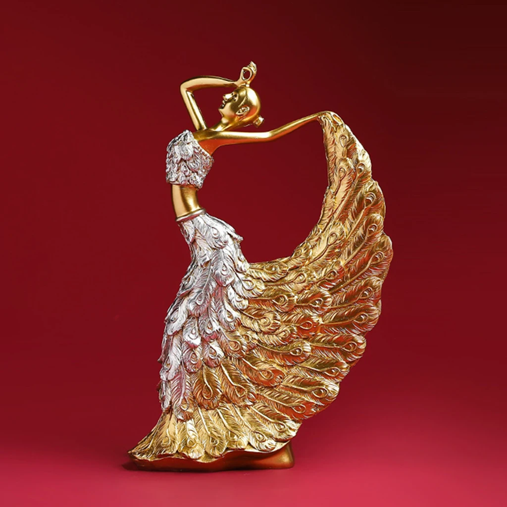 Home Decoration Accessories for Living Room Resin Peacock Dancer FigurinesDancing Girl Figures Sculpture Statue