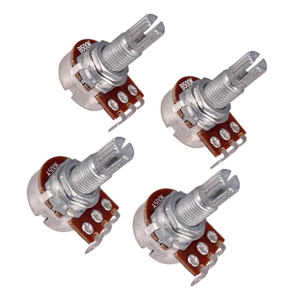 4pcs LONG SPLIT Shaft 500K Electric Guitar Potentiometers Volume Tone Control