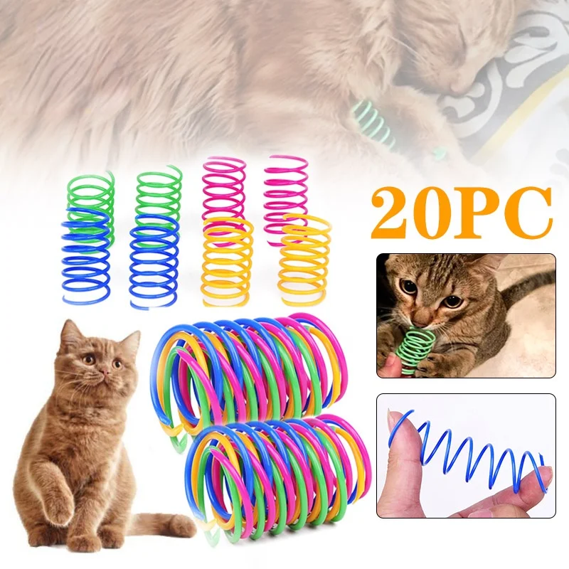 Kattunge spiralfjærer katteleker Interaktiv måler kattefjærleker Fargerike fjærer katteleker Kjæledyrprodukter