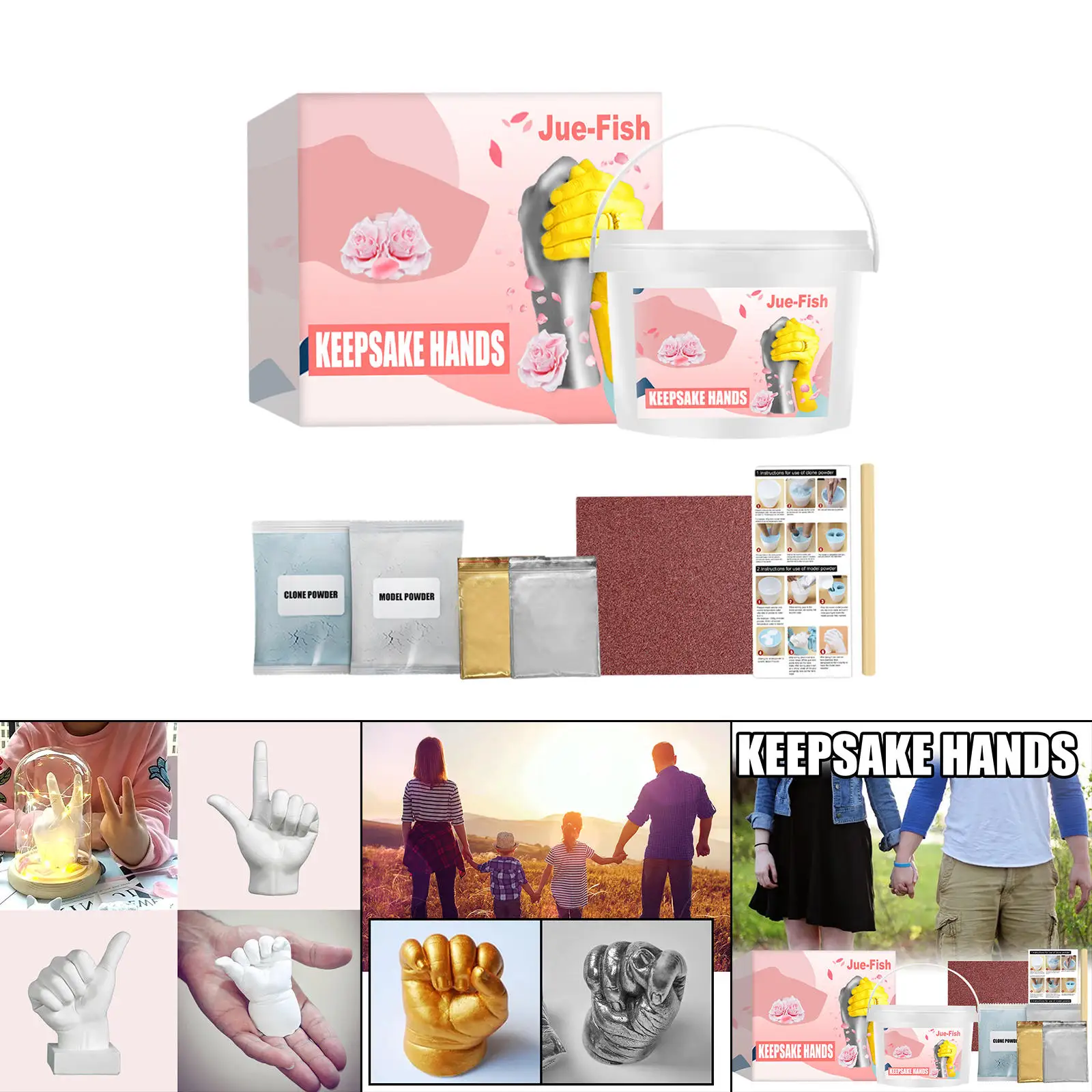 3D Hand & Foot Print Mold DIY Plaster Molding Kit, Couple Baby Keepsakes Molds for Anniversary Birthday Family Activities