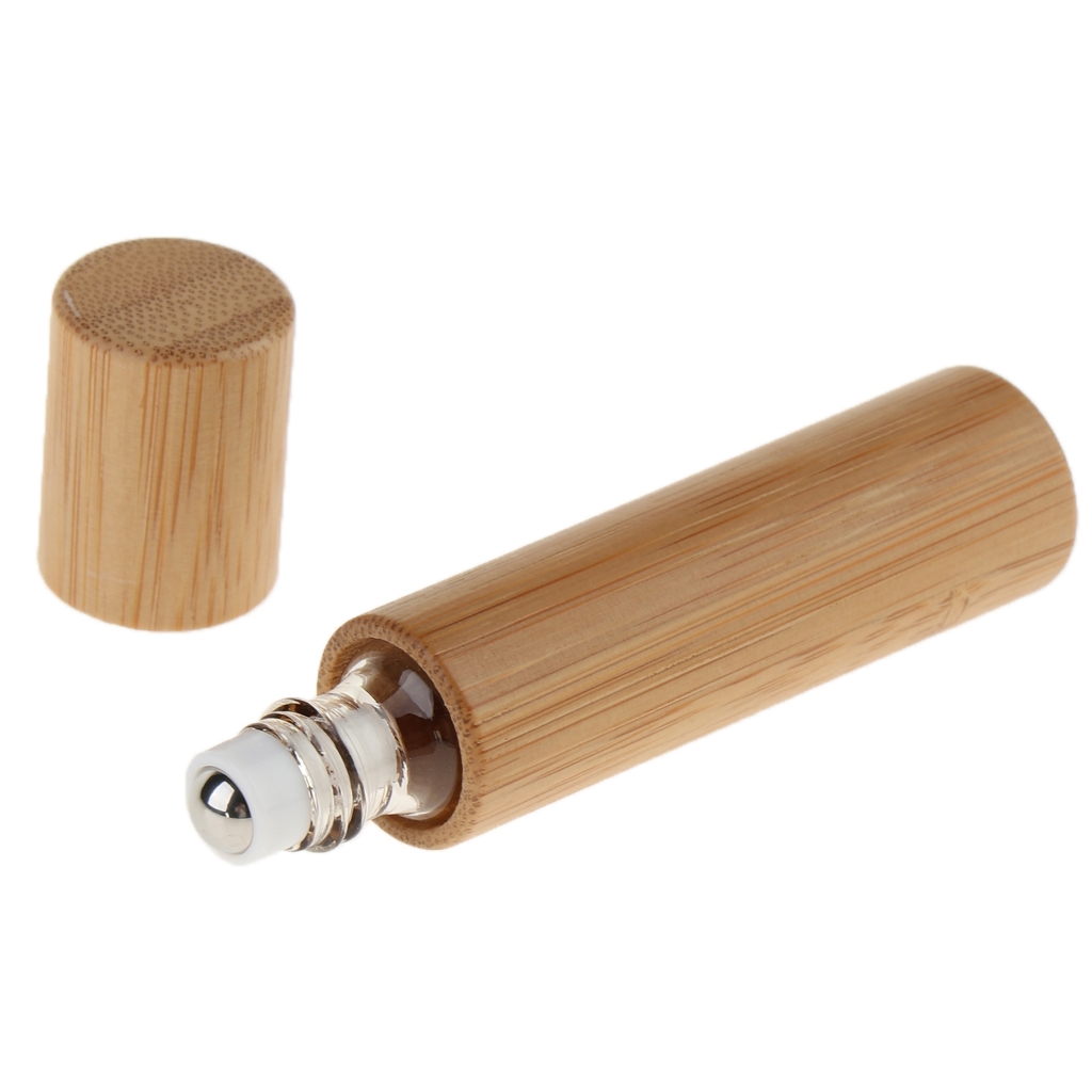 MagiDeal 10ml Natural Bamboo Empty Essential Oil Makeup Rollerball Bottle