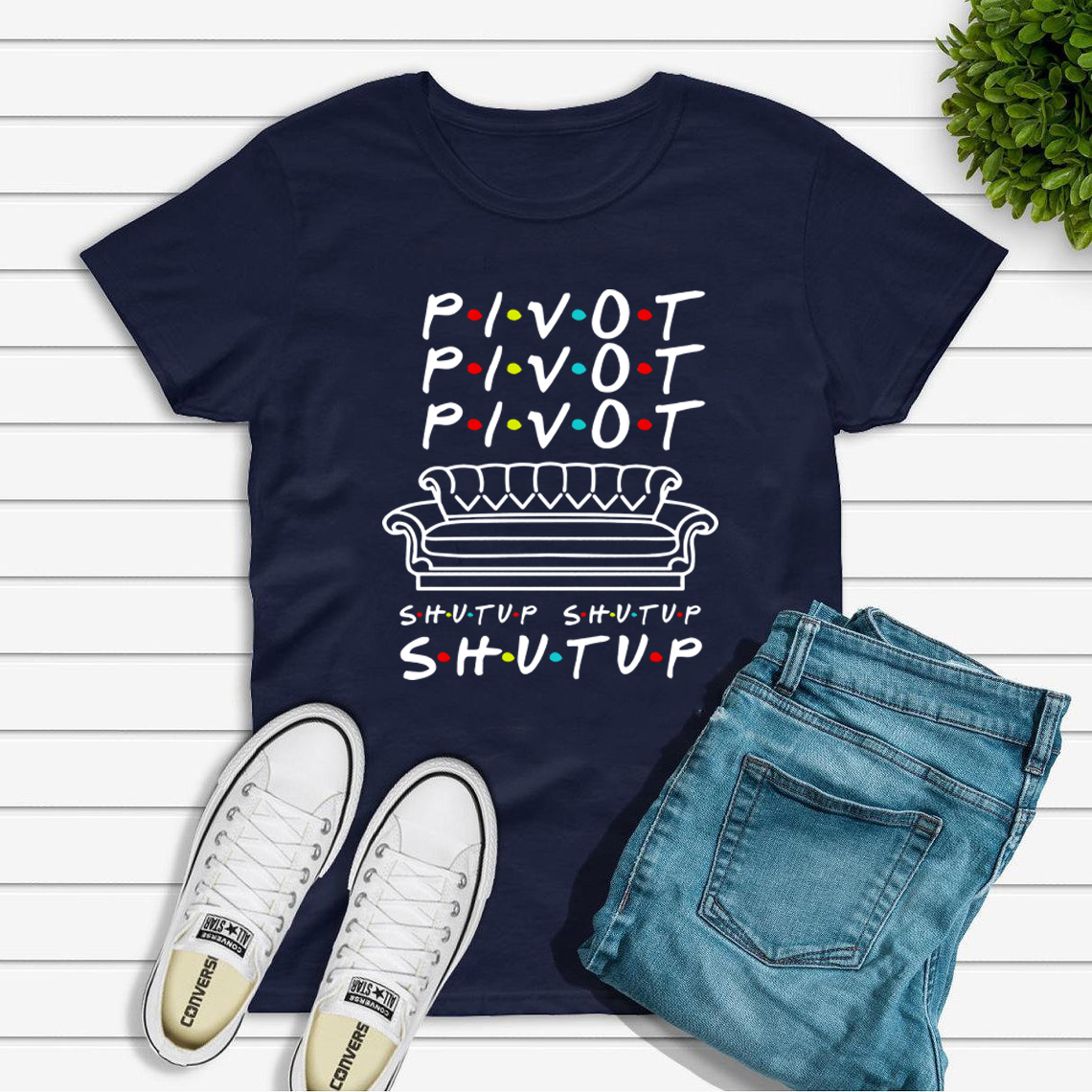 Pivot Shut Up Shirt Pivot Friends TV Show T-Shirts Harajukut Streetwear Damen Top Casual Plus Size Friends Graphic Tees – Detail 7