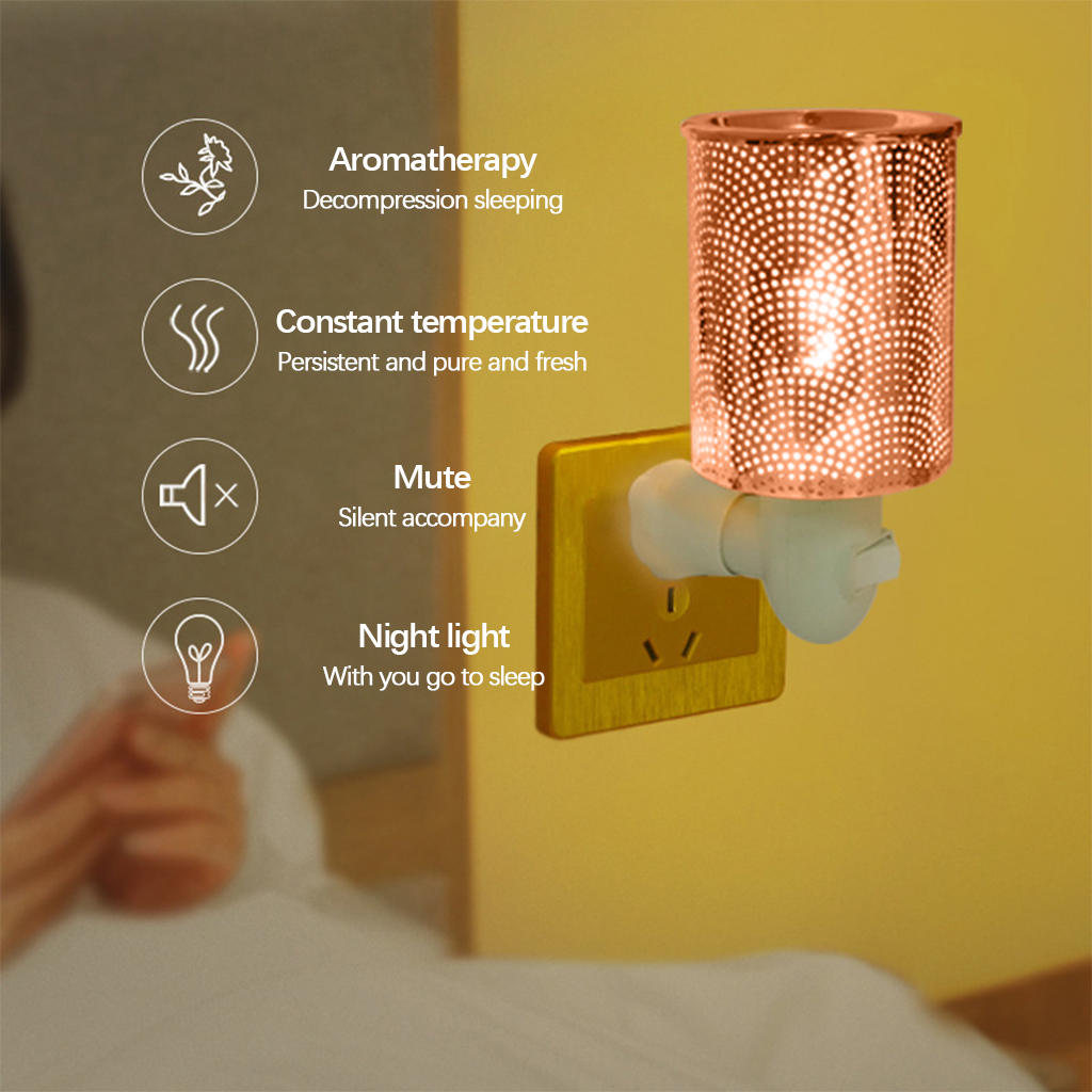 Electric Wax Melt Oil Burner Warmer Lamp Iron Plug-in Aroma Shell Pattern Lighting Thermal Nightlight for Hotel Gifts Bar Decor