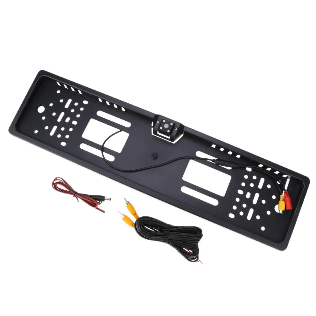 Plastic Frame Holder For European License Plate w/ Rear View Camera HD LED