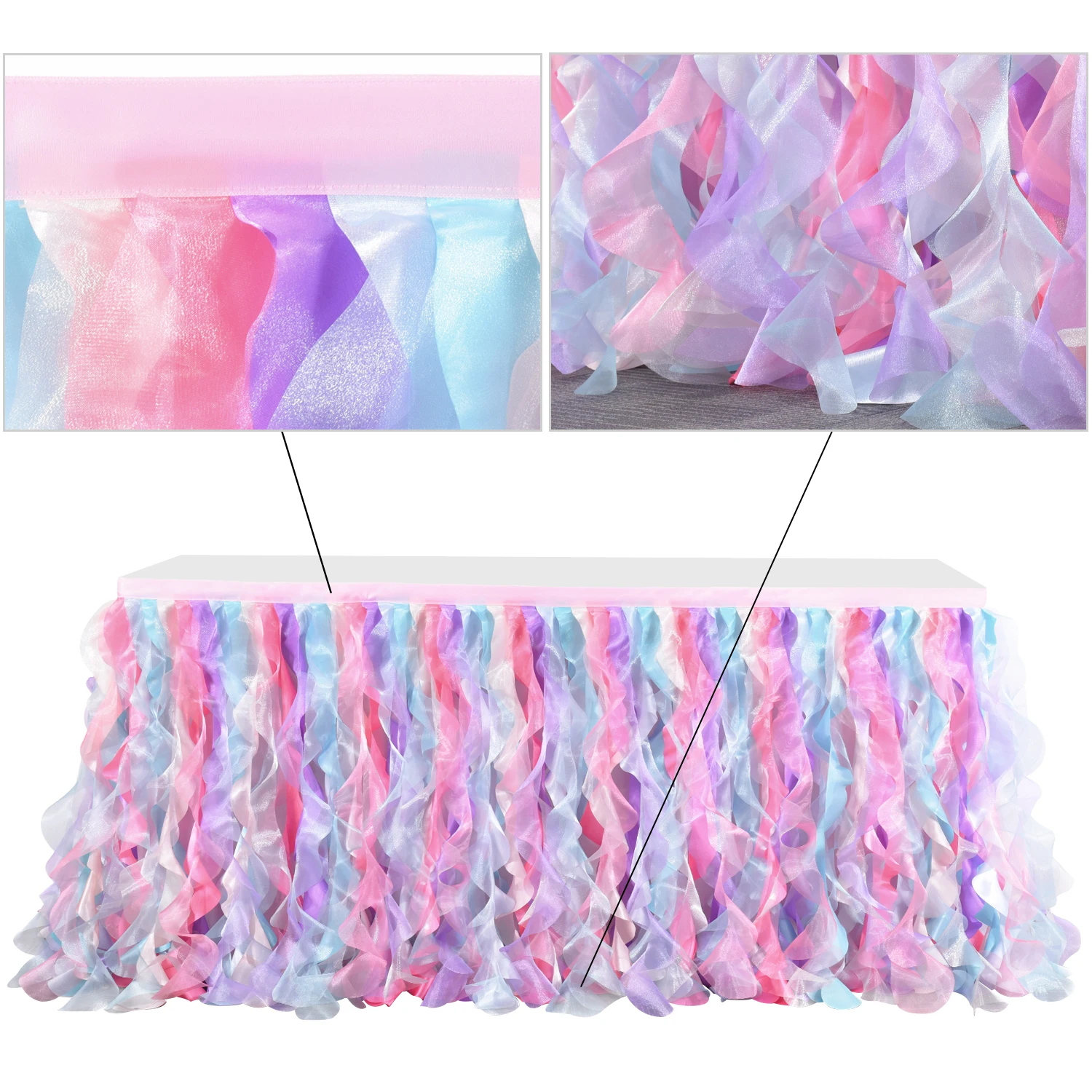 Table Skirt Tulle Tutu Unicorn Multicolor Rags Table cloth 6ft 9ft Birthday  Baby Shower Wedding Party Decorations Table Skirting