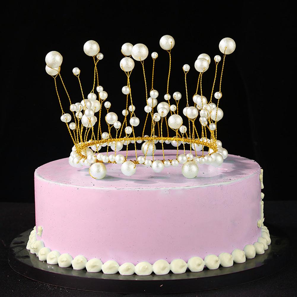 Topper de la torta de Metal dorado blanco de princesa, Perla tocado corona  decoración para bodas y compromisos de las mujeres chica cumpleaños adornos  suministros|Suministros de decoración de pasteles| - AliExpress