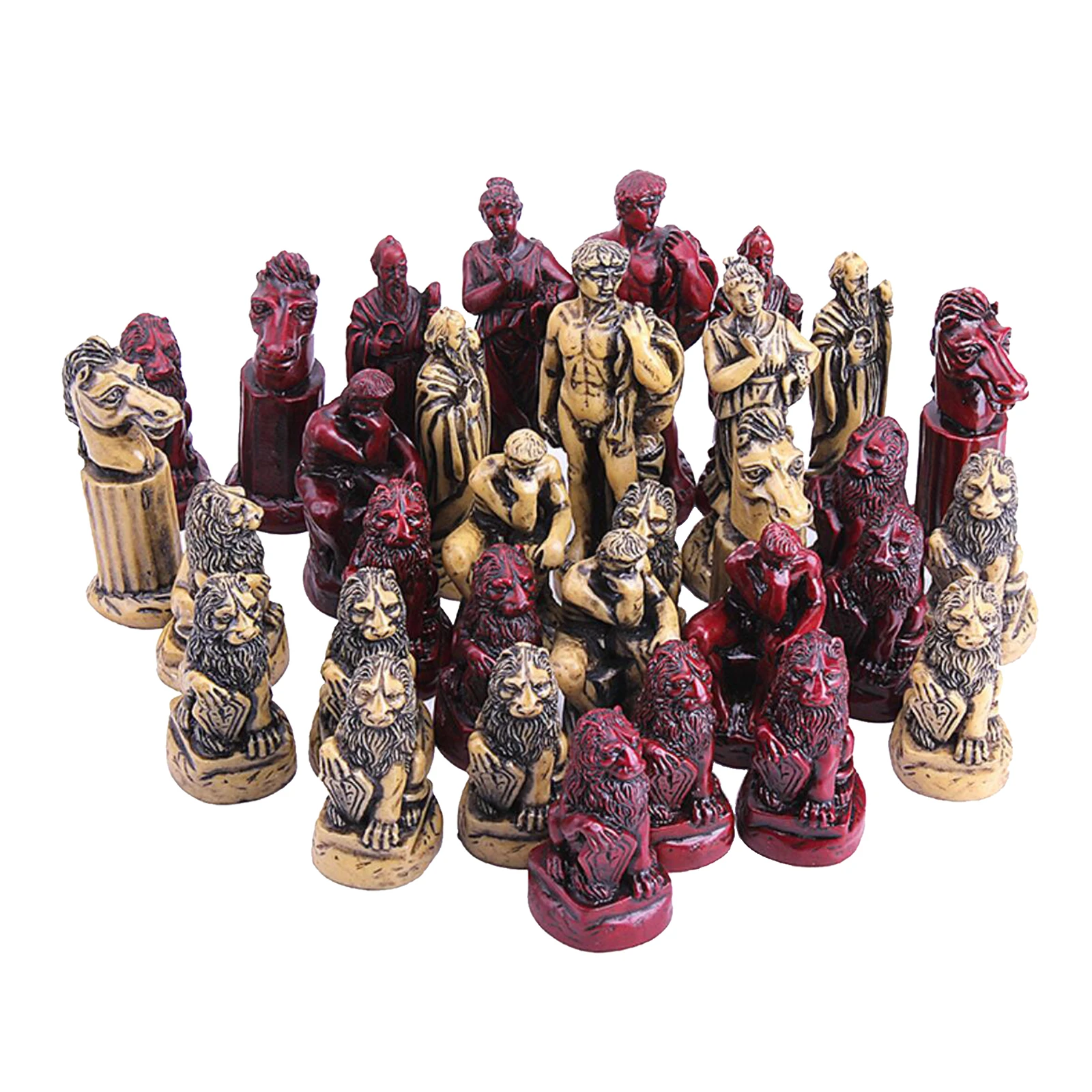 32pcs Chess Pieces, Antique Roman Checkers Chess Set Portable Game for Family, Gift for Kids Adult Friends, Chessmen Set