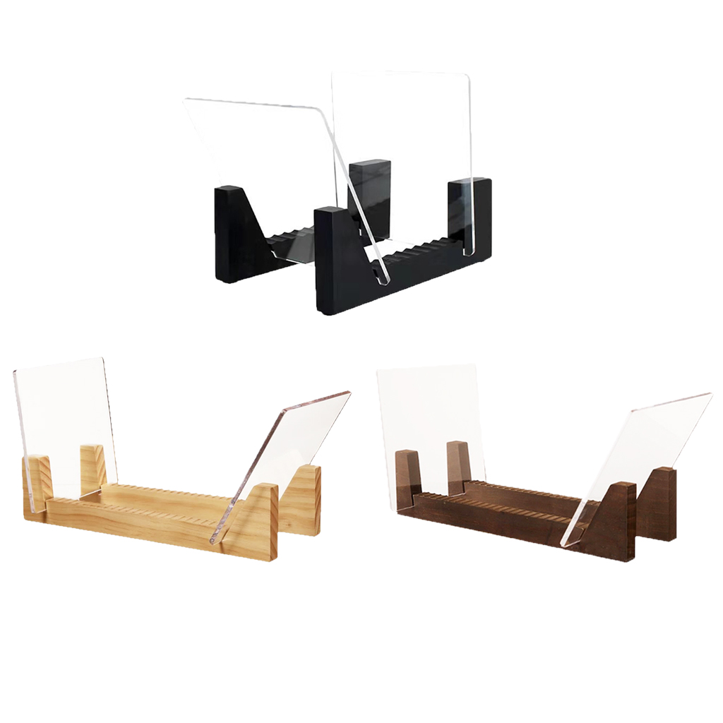 Modern Vinyl Record Storage Holder Solid Wood Stand Desktop Display Music Record Collection Holds Up To 10 DVDs