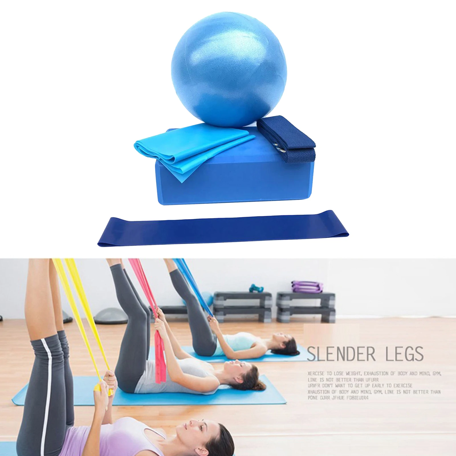 5pcs Yoga Ausrüstungs Satz Umfassen Yoga Ball Yoga Blöcke Bügel-Widerstand C4G8 