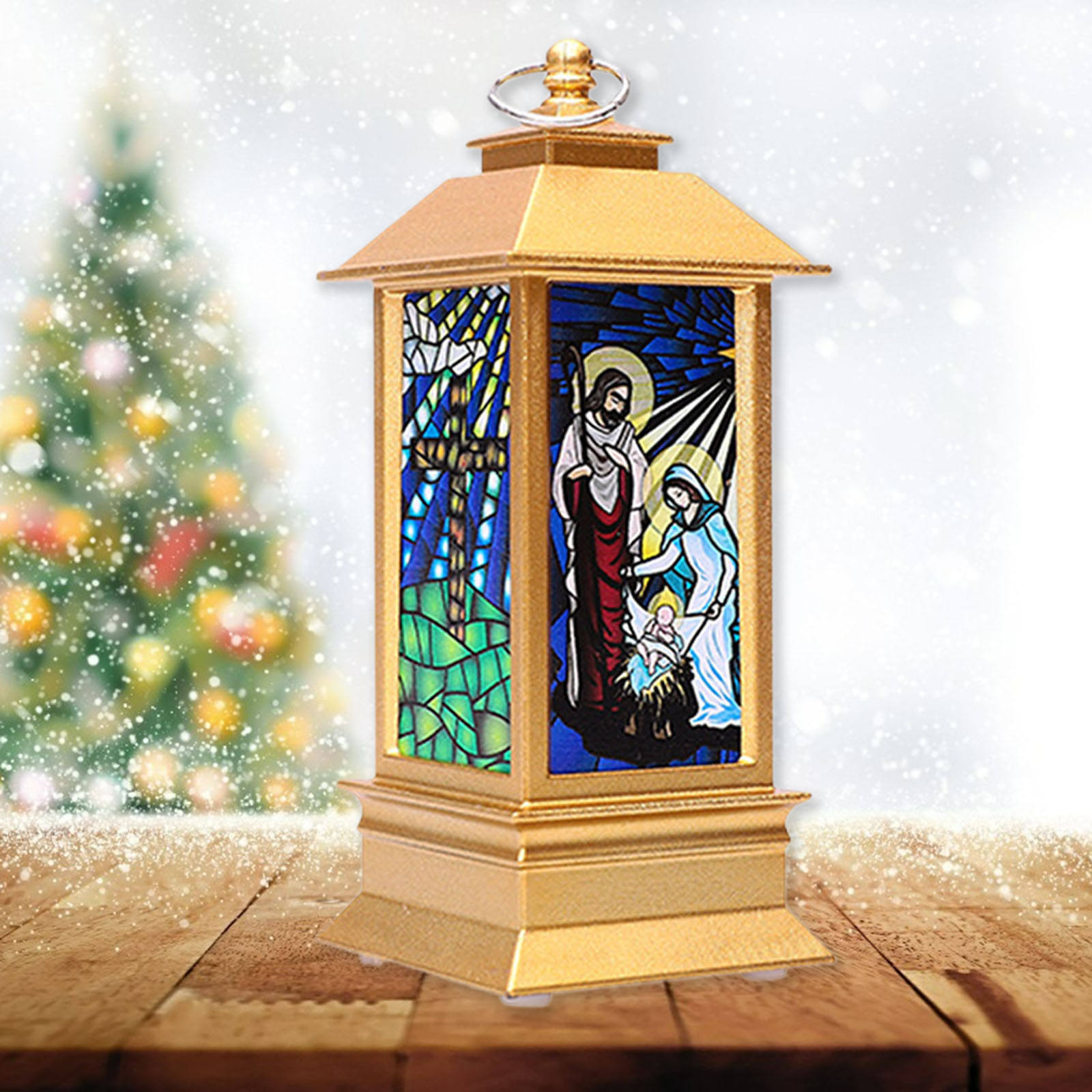 Christmas Jesus Lantern Flashing Candle Lanterns Fairy Decorations Christians Lamp for Kids Room Xmas Party Ornament