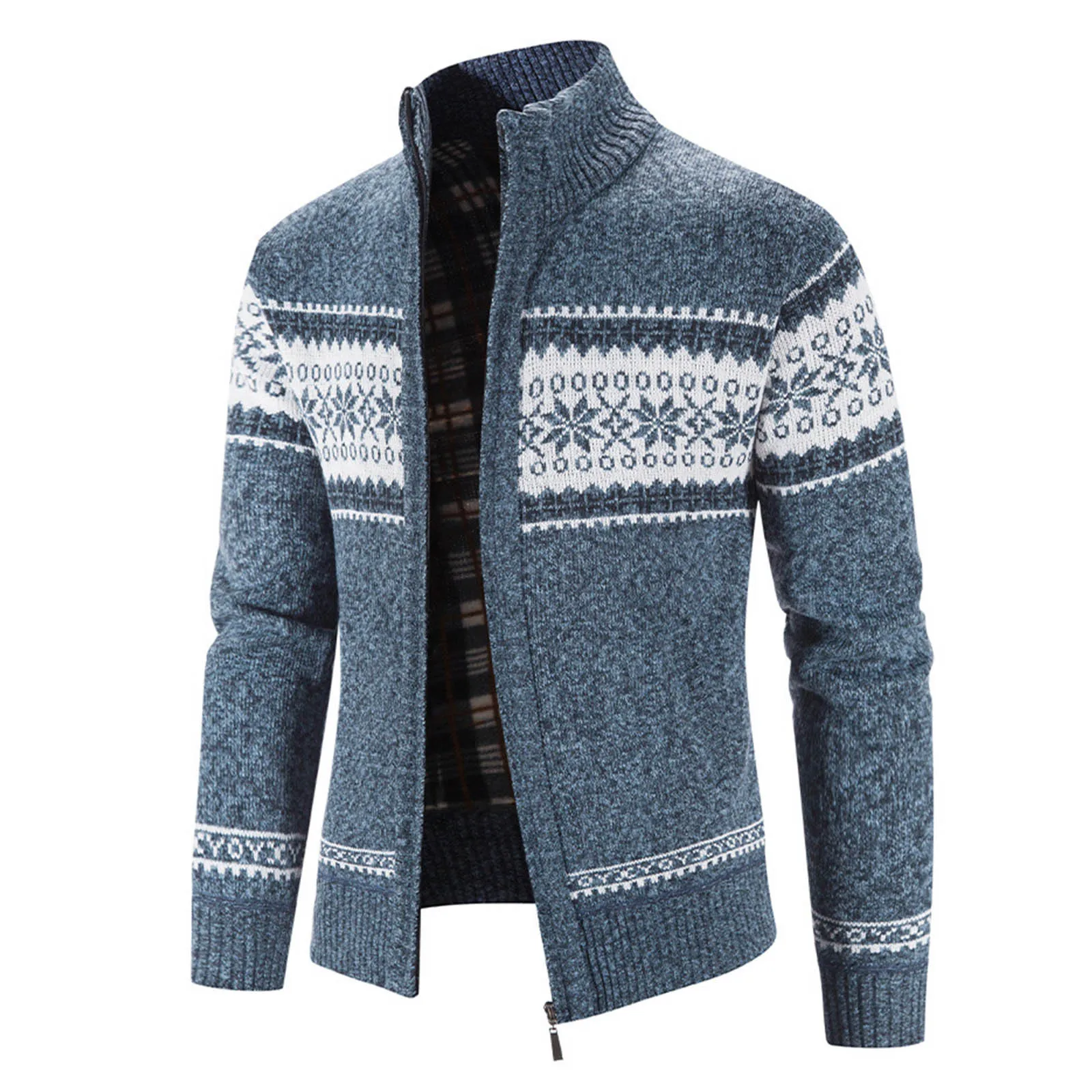 sweater crewneck Winter Thick Men's Knitted Sweater Coat Male Warm Ethnic Style Printing Stand Collar Sweater Jackets Men Autumn Casual Knitwear mens christmas sweater