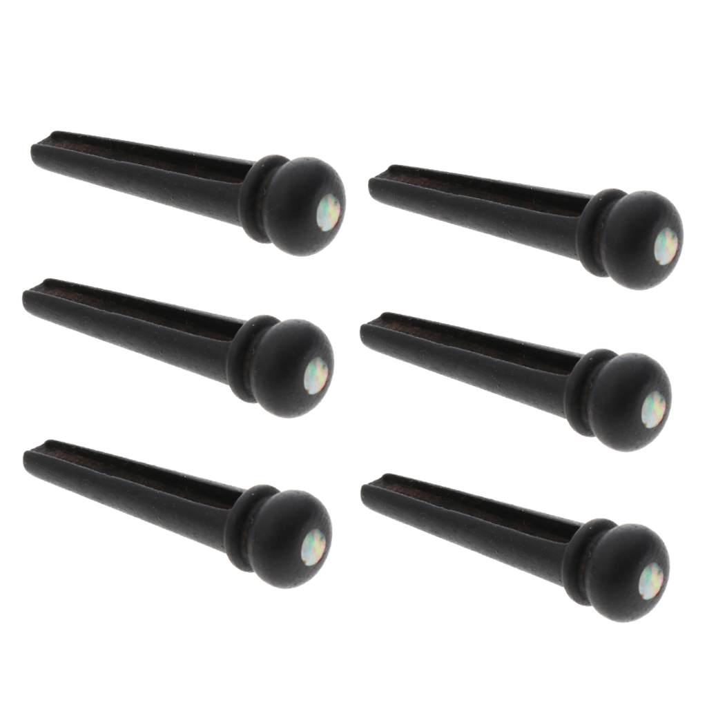 Pack of 6 Ebony Guitar Bridge Pins with Dots Black Acoustic Guitar Replacement Parts 29mm