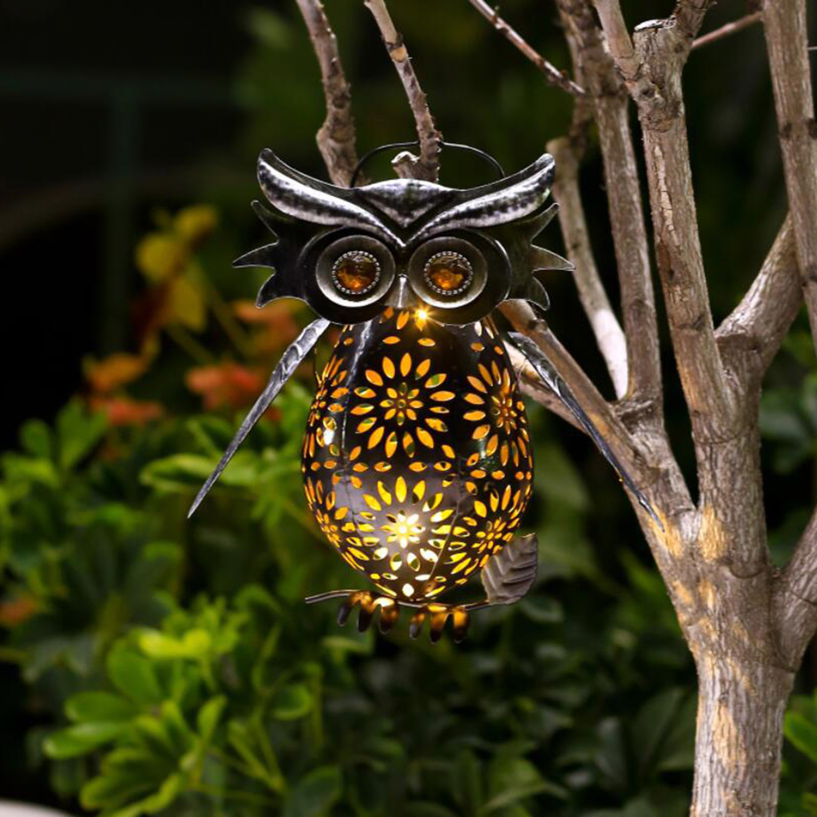 Adorable Solar Owl Lantern Light Metal Decor Art IP65 Garden Landscape Light Lawn Courtyard